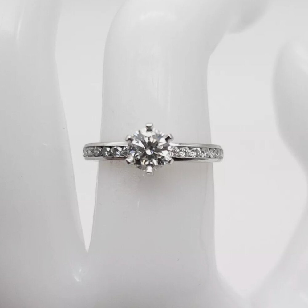 Signed 1ct VS G Round Brilliant Tiffany & Co Platinum Wedding Ring